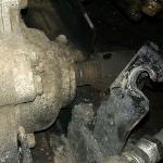 The front driveshaft was sprayed with penitrating oil to aid in removal